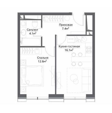 Продажа домов: 1 комната, 42 м², Элитка, 5 этаж, ПСО (под самоотделку)