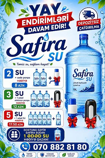 19 litr: 💧 Safira Su 19 LT içməli su – 3.50 qəpik ✅ Təmiz və keyfiyyətli — 1