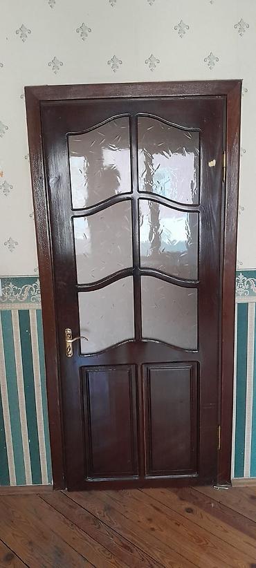 plasiq qapi: Taxta iç qapılar – şüşəli klassik model - Material: tam ağac (qəhvəyi — 3