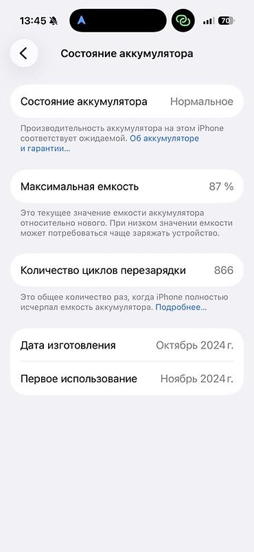 IPhone 16 Pro, Колдонулган, Black Titanium, Каптама, 87 % — 6