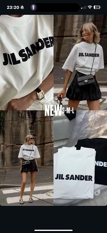 Футболки: Футболка JIL SANDER - Базовая унисекс-футболка с крупным контрастным — 2