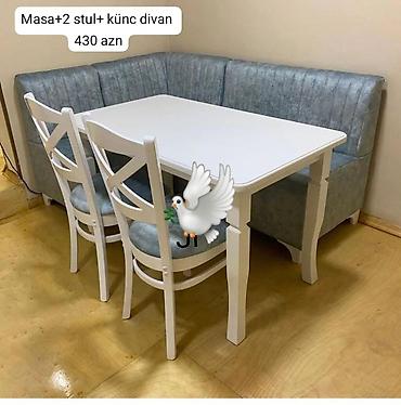 Mətbəx dəsti: masa + 2 stul + künc divan - Dəst tərkibi: 1 ədəd