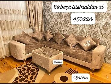 divanlar lalafo: Künc divan dəsti – klassik üslub, yumşaq məxməri toxumalı parça — 1