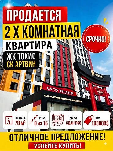 artwin: 2 комнаты, 78 м², Технопарк Элитка, 8 этаж, ПСО (под самоотделку) — 1