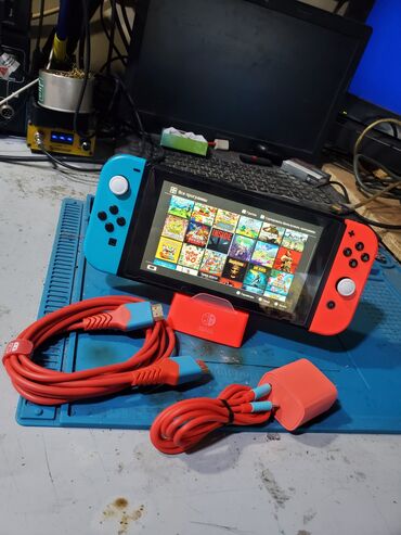 пассивное сетевое оборудование ethernet (rj45): Nintendo switch чипованная (прошитая) 32+256гб записано 30 + игр при