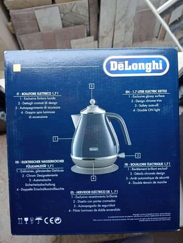 Su üçün kulerlər və dispenserlər: Elektrik çaydan Delonghi, 1.6 - 2 l, Pulsuz çatdırılma