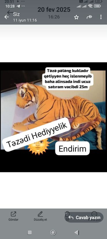 toy donlari 2023: Pələng formalı yeni oyuncaq kukla. Qətiyyən istifadə olunmayıb
