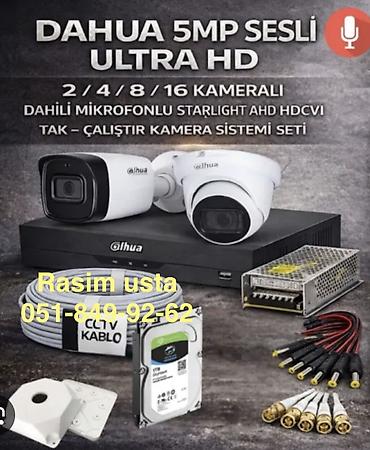 hdd 1tr: Dahua 5MP Səsli Ultra HD kamera sistemi seti - 2 / 4 / 8 / 16 — 1