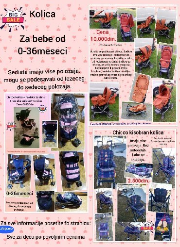 kolica za bebe: Kolica - vise vrsta
Za vise informacija i slike poslati poruku