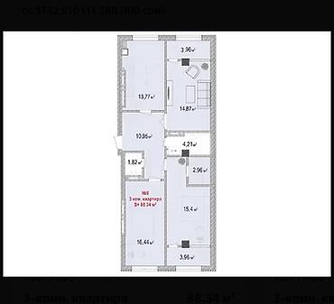 3 комнаты, 88 м², Золотой квадрат Элитка, 8 этаж, ПСО (под самоотделку) at lalafo.kg 3 комнаты, 88 м², Золотой квадрат Элитка, 8 этаж, ПСО (под самоотделку)