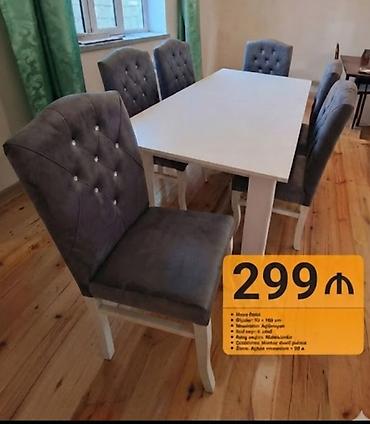 Qonaq otağı üçün, Yeni, Açılmayan, Dördbucaq masa, 6 stul