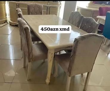 yeni stol: Mətbəx üçün, Yeni, Açılmayan, Dördbucaq masa, 6 stul — 1