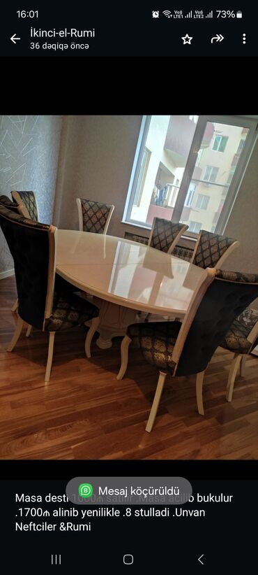 Salon masaları: Masa desti 1000₼ satilir .Masa acilib bukulur .1700₼ alinib yenilikle