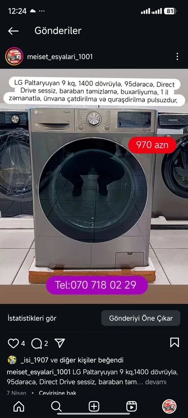 Paltaryuyan maşınlar: Paltaryuyan Anbardan satiş.Qimətlər aşagida qeyd olunub.Ünvana — 112