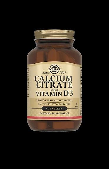 Другие медицинские товары: Solgar Calcium Citrate with Vitamin D3 – 60 tablet. - Tərkib: Kalsium — 1