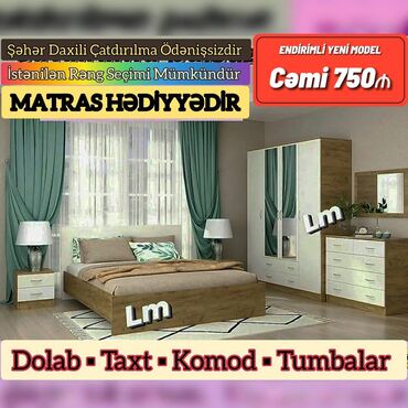 Dolablar: İkinəfərlik çarpayı, Tumba, 2 tumba, Dolab, Azərbaycan, Yeni