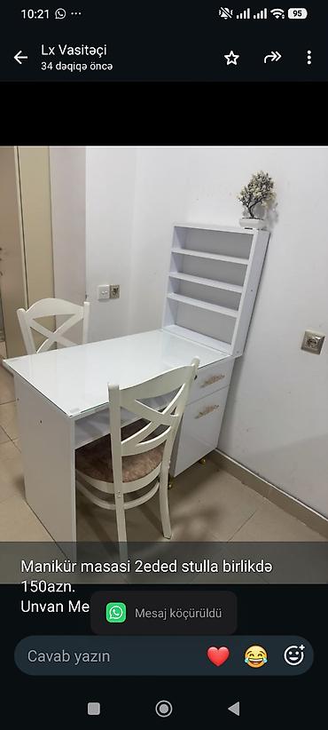 Manikür masasi 2eded stulla birlikdə 150azn. Unvan Mehdiabad