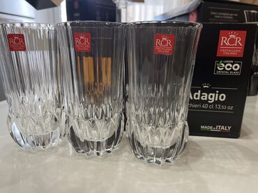 qab qacağ: İtaliya istehsalı orijinal kristal stəkan dəsti – RCR Adagio 6 ədəd