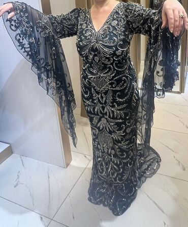 Ziyafət donları: Qaraya çalan yaşıl rəngli, uzun ziyafət/libas - Material: şəffaf — 23