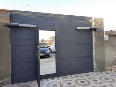 Qaraj darvazaları: Dəmir Qaraj darvazası, Seksional, Avtomatik, rəng - Qəhvəyi, Qapı ilə — 27