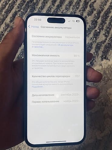 Apple iPhone: IPhone 15 Pro, Б/у, 512 ГБ, Natural Titanium, 80 % — 12