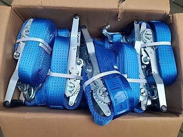 жосткий трос: Стяжные ремни с трещоткой (ratchet straps), с крюками. - Материал — 1