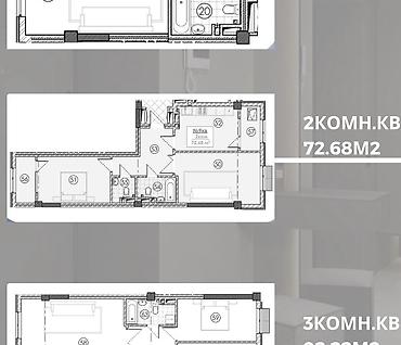 zalkar: 2 комнаты, 72 м², Тунгуч мкр Элитка, 3 этаж, ПСО (под самоотделку) — 2