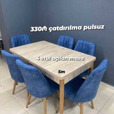 Masa və oturacaq dəstləri: Mətbəx üçün, Yeni, Açılan, Dördbucaq masa, 4 stul