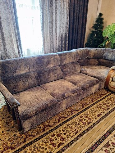 мебель жалал абад: Скидка,Продаю диван-уголок, велюр серый,богатый цвет. Размер 3 на