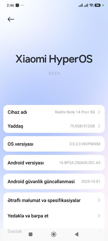 Redmi: Redmi Note 14 Pro+, 512 GB, rəng - Mavi -da lalafo.az — 17 Redmi: Redmi Note 14 Pro+, 512 GB, rəng - Mavi — 17