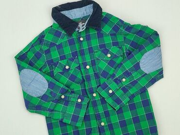 bluzka z kołnierzykiem długi rękaw: Shirt 7 years, condition - Good, pattern - Cell, color - Green