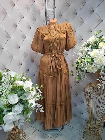 studio pollini: Boho maxi haljina sa kratkim puff rukavima i dugmadima niz prednji — 4