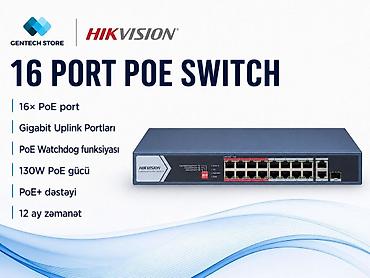 Hikvision 16 Port PoE Switch Hikvision 16 Port PoE Switch ☑️Yenidir