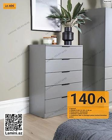 Komodlar: Minimalist komod – 5 çekməcə - Kod: 6143 - Ölçülər: Dərinlik 40 sm × — 1