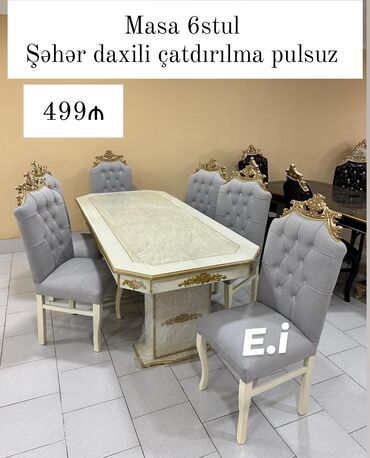 Tofas: Qonaq otağı üçün, Dördbucaq masa, 6 stul