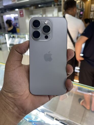 тесла телефон: IPhone 15 Pro, Колдонулган, 128 ГБ, Natural Titanium, Коргоочу айнек, Каптама, Кабель, Бөлүп төлөө менен, 86 %