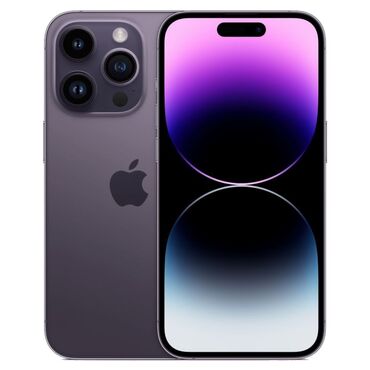 Apple iPhone: IPhone 14 Pro, Б/у, 128 ГБ, Deep Purple, Защитное стекло, Чехол, Коробка, 85 %