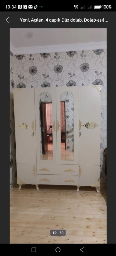 Dolablar: Açılan, 4 qapılı Düz dolab, Qarderob, paltar dolabı — 6