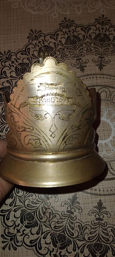 stekan bezekleri: Misin tutacağı (stəkantutan) – metal, oyma naxışlı - Material: metal — 1