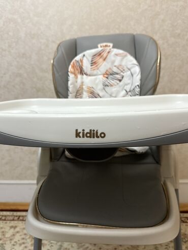 Yemək masaları, oturacaqları: Kidilo uşaq yemək stulu - Rəng: boz-ağ, naxışlı yumşaq içlik yastığı — 5