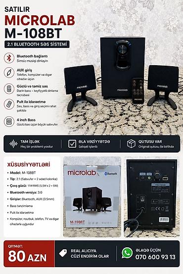 komputer pultu: Microlab M-108BT – 2.1 Bluetooth səs sistemi - Simsiz Bluetooth — 1