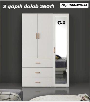 Dolablar: Açılan, 3 qapılı Düz dolab, Şifonyer