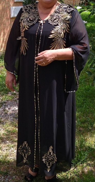 кавказское платье: Вечернее платье, Пышное, Длинная модель, С рукавами, 7XL (EU 54), 8XL (EU 56)