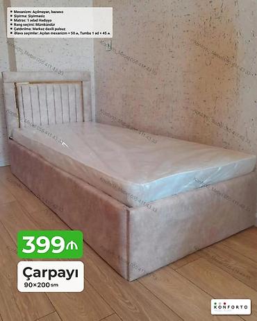 tek matraslar: Məhsul: Tək nəfərlik çarpayı Ölçü: 90×200 sm Qiymət: 399 ₼ — 1