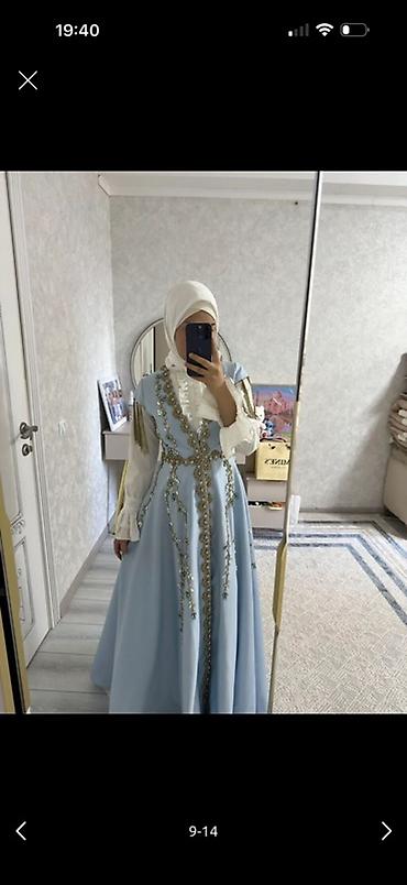 Вечерние платья: Платье в пол - Цвет: нежно-голубой. - Силуэт: расклешённая юбка — 9