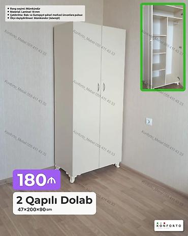 2 qapılı geyim dolabı - Ölçü: 47 × 200 × 90 sm - Material: 18 mm lalafo.az -da 2 qapılı geyim dolabı - Ölçü: 47 × 200 × 90 sm - Material: 18 mm