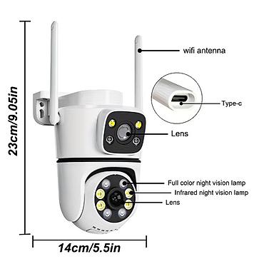 teruhal camera: 2.4G WiFi Ağıllı Xarici Təhlükəsizlik Kamerası – İkili Linza, Rəngli — 4