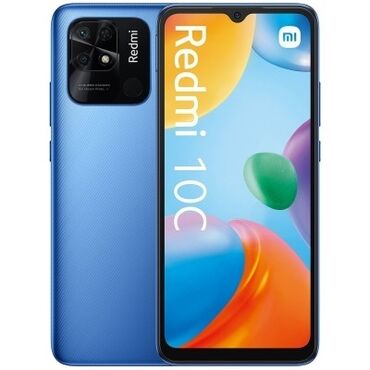 телефон fly ezzy 2: Xiaomi Redmi 10C, 128 ГБ, цвет - Синий, 
 Отпечаток пальца, Две SIM карты, Face ID