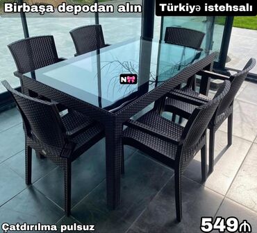 Divan və kreslo dəstləri: Kvadrat masa, Eyvan üçün, 6 nəfər