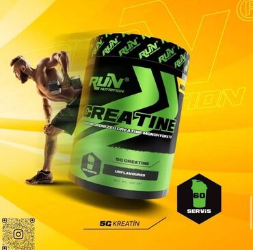 İdman qidaları: Creatine monohydrate 60 servis Run protein firması Metrolara və